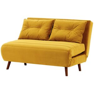 Hashtag Home Kian 2 Seater Fold Out Sofa Bed Aveo/Mustard Yellow 78cm H X 120cm W X 90cm D