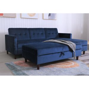 Hashtag Home Comeaux Reversible Sleeper Corner Sofa Bed Blue 82cm H X 213cm W X 174cm D