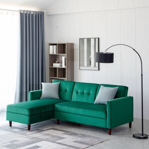 Hashtag Home Comeaux Reversible Corner Sofa Bed Green 82cm H X 213cm W X 174cm D
