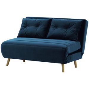 Hashtag Home Kian 2 Seater Fold Out Sofa Bed Wax Black/Dark Blue 78cm H X 120cm W X 90cm D