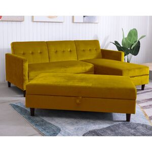 Hashtag Home Comeaux Reversible Sleeper Corner Sofa Bed Mustard 82cm H X 213cm W X 174cm D
