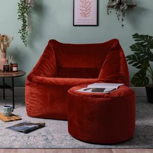 Isabelle & Max Icon Natalia Velvet Bean Bag Armchair & Pouffe 80.0 H x 100.0 W x 88.0 D cm