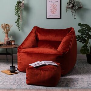 Isabelle & Max icon Natalia Velvet Giant Bean Bag Armchair & Footstool 80.0 H x 100.0 W x 88.0 D cm