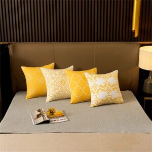 Rosalind Wheeler Geometric Pillowcases Cushion Covers 18X18 Inches Soft Plush Throw Pillow Covers 45Cm X 45Cm Polyester For Sofa Bedroom Set Of 4Pcs, Yellow 1.0 H x 45.0 W x 45.0 D cm