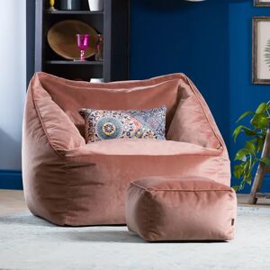 Isabelle & Max icon Natalia Velvet Giant Bean Bag Armchair & Footstool 80.0 H x 100.0 W x 88.0 D cm