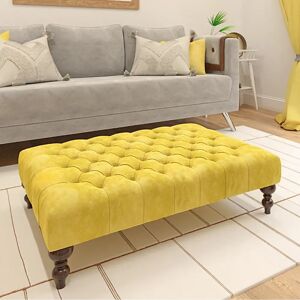 Rosalind Wheeler Ainura 100Cm Wide Velvet Tufted Rectangle Cocktail Ottoman yellow 30.0 H x 100.0 W x 60.0 D cm