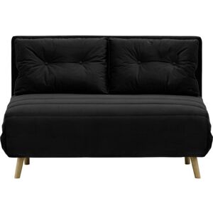 Hashtag Home Kian 2 Seater Fold Out Sofa Bed Wax Black/Black 78cm H X 120cm W X 90cm D