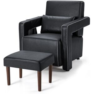 Latitude Run Modern Accent Chair Armchair Single Sofa And Footstool Set Black 88cm H X 89cm W X 86cm D