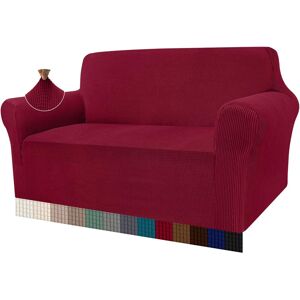 Ebern Designs High Stretch Sofa Covers 3 Seater Super Soft Stylish Couch Covers For Dogs Pets Cats Jacquard Spandex Non Slip Sofa Slipcover For Living Room Furnitur Wine Red 107