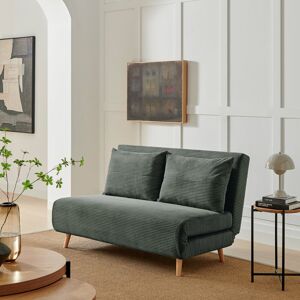 Furniture Box Brody 2 Seater Sofa Bed - Luxury Simple Modern Folding Design Green Corduroy 83cm H X 140cm W X 91cm D