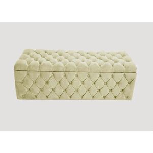 R&M Furnishers Lux Italian Large Chesterfield Upholstered Ottoman Storage Box - Soft Plush Velvet Blanket Box Cream 40