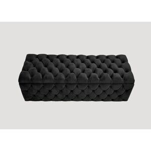 R&M Furnishers Lux Italian Large Chesterfield Upholstered Ottoman Storage Box - Soft Plush Velvet Blanket Box Black 40