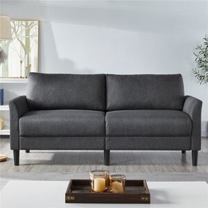 Yaheetech 2-Seater Linen Fabric Couch 191cm W Upholstered Sofa Dark Grey 89cm H X 191.5cm W X 78cm D