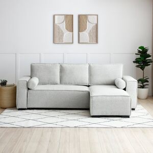 17 Stories Theodore 3 Seater Sofa Bed Beige 91.5cm H X 247cm W X 121cm D