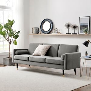 Furniture Box Hero 3 Seater Sofa Bed - Luxury Velvet Modern Design Living Room - Double Bed Dark Grey 82cm H X 205cm W X 81cm D