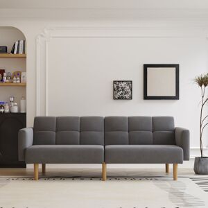 Hashtag Home Hewson 3-Seater Clic Clac Sofa Bed Velvet/Grey 80cm H X 200cm W X 55.5cm D