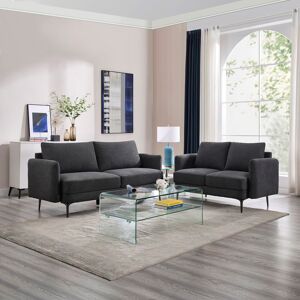 Metro Sofia 2+3 Seater Fabric Sofa Set Charcoal Charcoal 86cm H X 185cm W X 77cm D