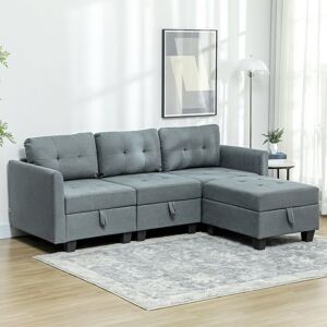 17 Stories Rececca 4 - Piece Upholstered Dark Grey 88cm H X 213cm W X 158cm D