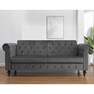 Ophelia & Co. 3 Seater Chesterfield Sofa Bed Grey 90cm H X 221cm W X 90cm D