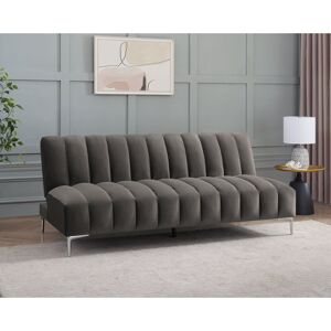Metro Camille 3 Seater Sofa Bed in Velvety Fabric Mink Grey Velvet 80cm H X 170cm W X 96cm D