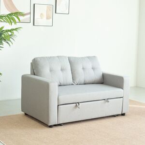 Latitude Run Linen Sofa Bed - 2 Seater Light Grey 79cm H X 140cm W X 83cm D