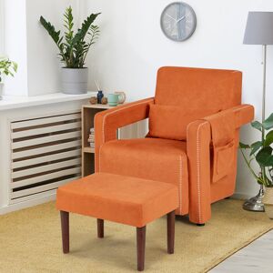 Latitude Run Modern Accent Chair Armchair Single Sofa And Footstool Set Orange 88cm H X 89cm W X 86cm D