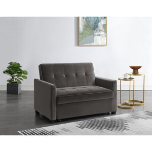 Etta Avenue Thierry 2-Seater Clic Clac Sofa Bed Mink Grey Velvet 88cm H X 130cm W X 86cm D
