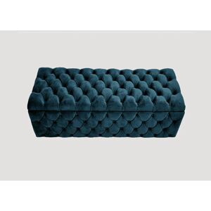 R&M Furnishers Lux Italian Large Chesterfield Upholstered Ottoman Storage Box - Soft Plush Velvet Blanket Box Emerald Green 40