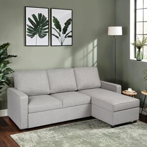 17 Stories Selene - Corner Sofa Bed In Linen - Pull-Out Sofa Grey 89cm H X 209cm W X 139cm D