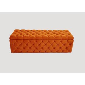 R&M Furnishers Lux Italian Large Chesterfield Upholstered Ottoman Storage Box - Soft Plush Velvet Blanket Box Burnt Orange 40