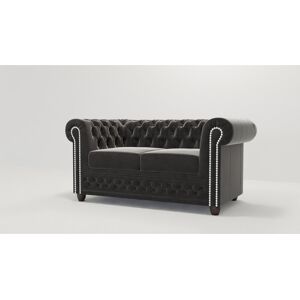 Rosdorf Park Chesterfield Hanna 2 Seater Sofa with Sleeping Function Made of Velvet Fabric with Solid Wood Legs Black 72cm H X 148cm W X 86cm D