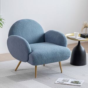 Fairmont Park Accent Sherpa Chair Comfy Modern Living Room Chair Fabric Mid Century Bedroom Chair With Legs Arm Chair For Reading Bedroom Single Gold/Blue 201.3cm H X 144.78cm W X 201.3cm D