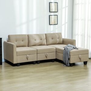 17 Stories Rececca 4 - Piece Upholstered Light Brown 88cm H X 213cm W X 158cm D
