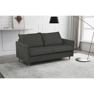 Ebern Designs Melieck 2 Seater Velvet Sofa Bed with Mattress Smooth Black 95cm H X 171cm W X 101cm D