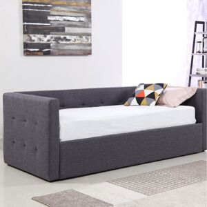 Latitude Run Javion Linen Fabric 3 Seater Fold Out Sofa Bed Grey 78cm H X 217cm W