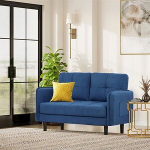 Fairmont Park 2 Seater Sofa, Modern Sofa Couch With Thicken Cushions, Comfy Sofa For Living Room/bedroom/office/apartment, Loveseat Sofa 2 Seater Settee With 2 Pock Blue Fabric 86cm H X 148cm W X 71cm D