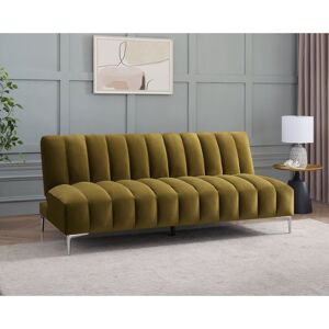 Metro Camille 3 Seater Sofa Bed in Velvety Fabric Olive Velvet 80cm H X 170cm W X 96cm D