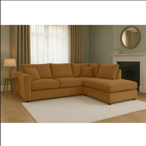 17 Stories Jumbo Cord Right Hand Upholstered Corner Sectional High Back Cushion with Foot Stool Beige 90cm H X 212cm W X 167cm D