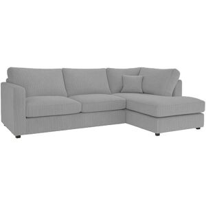 17 Stories Jumbo Cord Right Hand Upholstered Corner Sectional High Back Cushion with Foot Stool Silver 90cm H X 212cm W X 167cm D