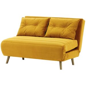 Hashtag Home Kian 2 Seater Fold Out Sofa Bed Wax Black/Mustard Yellow 78cm H X 120cm W X 90cm D