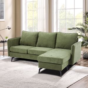 Metro 3-Seater Upholstered Corner Sectional Sofa Green 73cm H X 193cm W X 136cm D