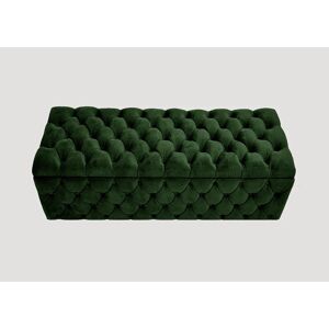 R&M Furnishers Lux Italian Large Chesterfield Upholstered Ottoman Storage Box - Soft Plush Velvet Blanket Box Forest Green 40