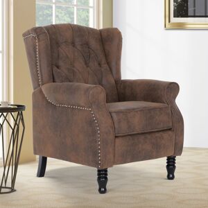 Three Posts Donaldson 78cm Wide Faux Leather Wingback/Recliner Chair Brown 104cm H X 78cm W X 88cm D
