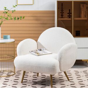 Fairmont Park Accent Sherpa Chair Comfy Modern Living Room Chair Fabric Mid Century Bedroom Chair With Legs Arm Chair For Reading Bedroom Single Gold/White 201.3cm H X 144.78cm W X 201.3cm D