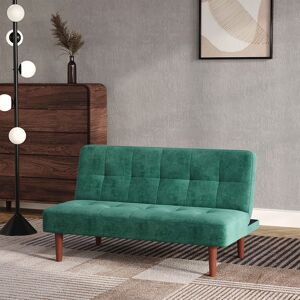 17 Stories Small 122cm 2-Seater Padded Convertible Sofa Bed with Wooden Legs Green