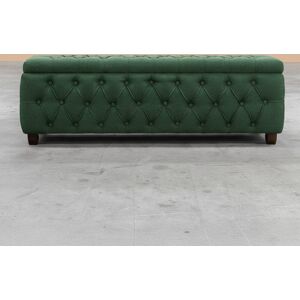 R&M Furnishers Rig Ottoman Bench with Storage and Square Wooden Legs Coffee Table - Plush Velvet Chesterfield Blanket Box Forest Green Plush Velvet 45cm H x 120cm W x 40cm D