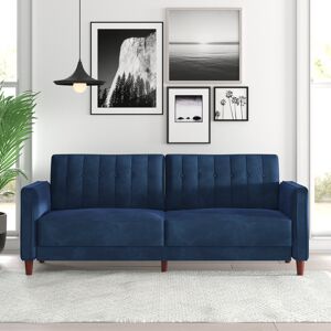 Hykkon Bosco 3 Seater Sofa Bed Vintage design Multi-functional Blue Velvet 86.36cm H X 207cm W X 86.36cm D