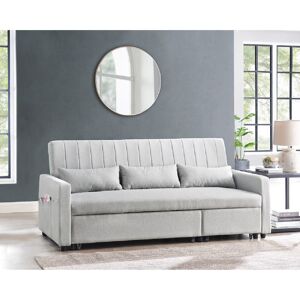 Latitude Run Krisheena 200Cm Square Arm Sofa Bed Grey Linen 87.5cm H X 200cm W X 90cm D