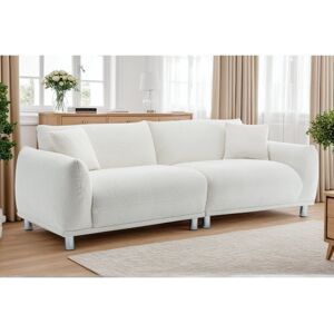 Metro Teddy Boucle Fabric 2 Seater Sofa White 3/75cm H x 225cm W x 95cm D