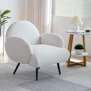 Fairmont Park Accent Sherpa Chair Comfy Modern Living Room Chair Fabric Mid Century Bedroom Chair With Legs Arm Chair For Reading Bedroom Single Black/White 201.3cm H X 144.78cm W X 201.3cm D